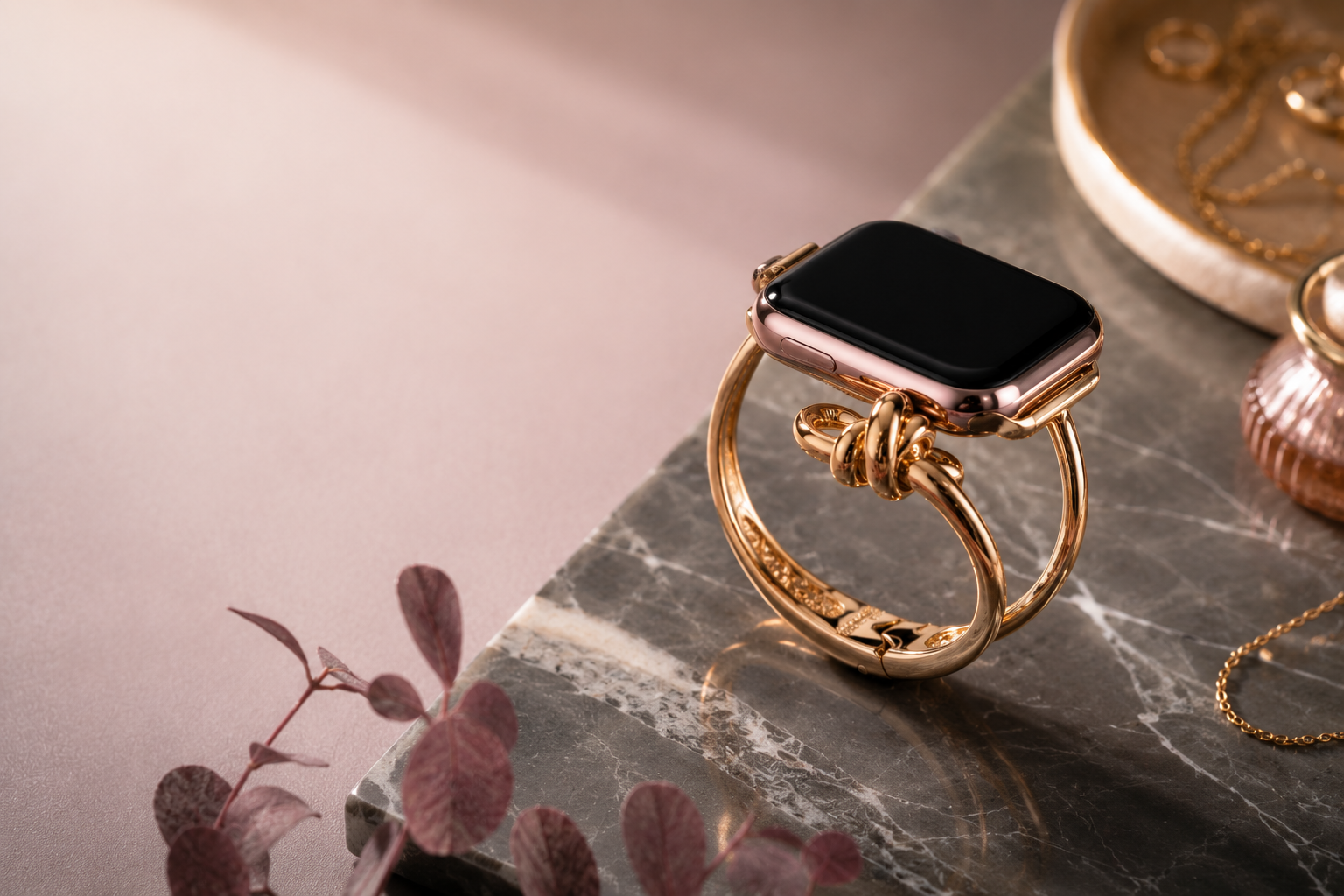 Luxury smartwatch on marble tabletop