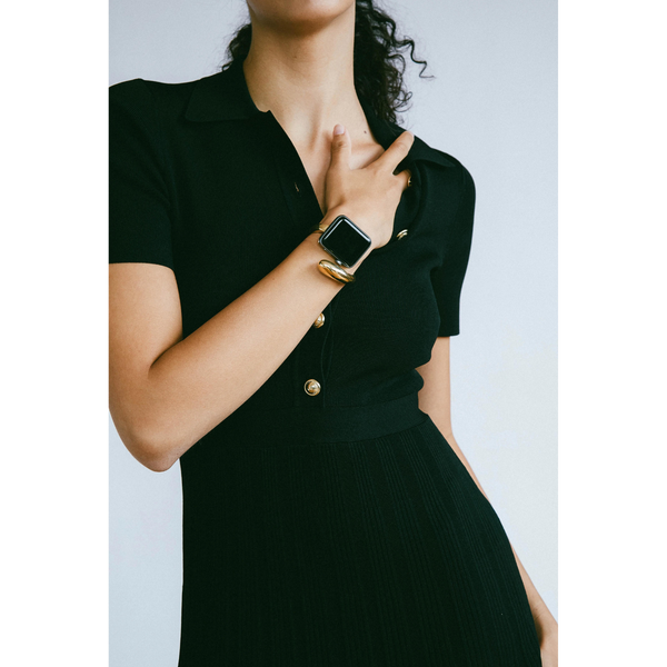 Model Wearing Rem Cuff in 18K gold plated 