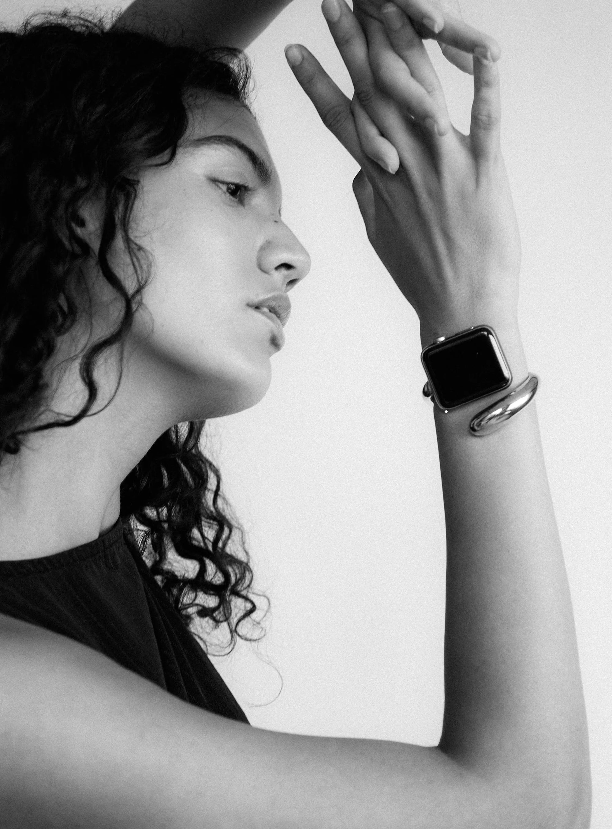 Model wearing Nero Cuff black and white